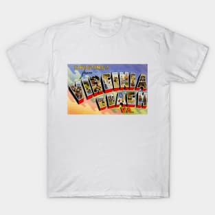 Greetings from Virginia Beach, VA - Vintage Large Letter Postcard T-Shirt